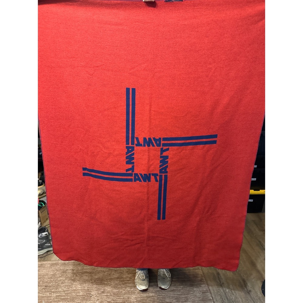 Vintage TWA First Class Blanket Throw Travel Red Blue Acrilan Western Germany‎